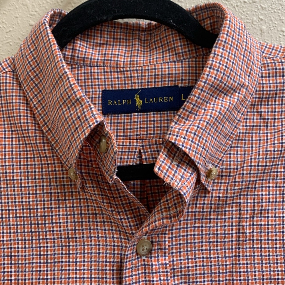 Ralph Lauren Men’s Button Down Shirt orange/blue plaid Size large